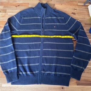 Tommy Hilfiger Navy Zip-Up Striped Men's Sweater medium